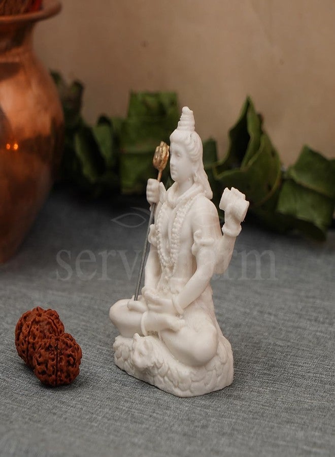 Servdharm Resin Lord Shiv Ji Murti - Home & Office Temple Decor - God Mahadev Idol for Car Dashboard (8x5x3 cm, White) - Image 2
